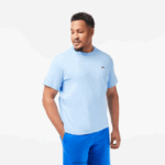 Lacoste חולצת טריקו מכותנה אורגנית עם צווארון עגול DZ4D0D735 כחול hbp גברים - Image 5