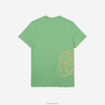 Lacoste חולצת טריקו מכותנה אורגנית עם צווארון צווארון בהדפס תנין DZ4D0D904 ירוק ttf גברים - Image 5