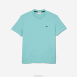 Lacoste חולצת טריקו מכותנה אורגנית עם צווארון עגול DZ4D0D97 מנטה lgf גברים