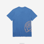 Lacoste חולצת טריקו מכותנה אורגנית עם צווארון צווארון בהדפס תנין DZ4D0D903 כחול 776 גברים - Image 6