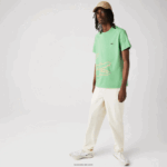 Lacoste חולצת טריקו מכותנה אורגנית עם צווארון צווארון בהדפס תנין DZ4D0D904 ירוק ttf גברים - Image 6