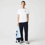 Lacoste חולצת טריקו מכותנה אורגנית של תנינים בצבע צוואר צוואר DZ4D0D919 לבן 001 גברים