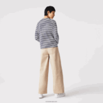 Lacoste חולצת טריקו מכותנה ג'רסי עם פסים DZ4D0D2559 שחור/לבן אה נשים - Image 3