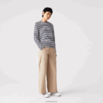 Lacoste חולצת טריקו מכותנה ג'רסי עם פסים DZ4D0D2559 שחור/לבן אה נשים - Image 4
