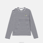 Lacoste חולצת טריקו מכותנה ג'רסי עם פסים DZ4D0D2559 שחור/לבן אה נשים - Image 5