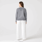 Lacoste חולצת טריקו מכותנה ג'רסי עם פסים DZ4D0D2559 שחור/לבן אה נשים - Image 10