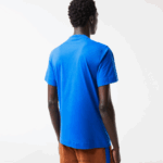 Lacoste חולצת טריקו מכותנה עם אותיות ניגודיות בהתאמה רגילה DZ4D0D568 כחול k1q גברים - Image 3