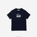 Lacoste חולצת טריקו מכותנה עם צווארון צווארון DZ4D0D3118 כחול כהה 166 בנים