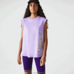 Lacoste חולצת טריקו ממותגת בגזרה רופפת DZ4D0D2557 gfu סגול נשים