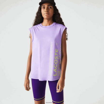 Lacoste חולצת טריקו ממותגת בגזרה רופפת DZ4D0D2557 gfu סגול נשים