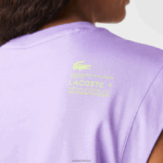Lacoste חולצת טריקו ממותגת בגזרה רופפת DZ4D0D2557 gfu סגול נשים - Image 6