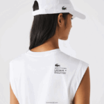 Lacoste חולצת טריקו ממותגת בגזרה רופפת DZ4D0D2558 לבן 001 נשים - Image 2