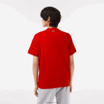 Lacoste חולצת טריקו ממותגת מכותנה בגזרה רגועה בטון על טון DZ4D0D131 אדום ורוד s4i גברים - Image 2