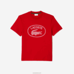 Lacoste חולצת טריקו ממותגת מכותנה בגזרה רגועה בטון על טון DZ4D0D131 אדום ורוד s4i גברים - Image 3
