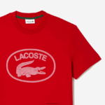 Lacoste חולצת טריקו ממותגת מכותנה בגזרה רגועה בטון על טון DZ4D0D131 אדום ורוד s4i גברים - Image 4