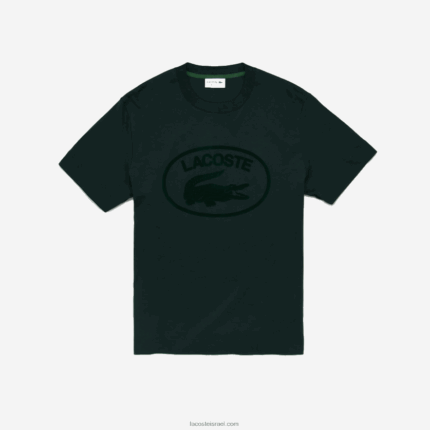 Lacoste חולצת טריקו ממותגת מכותנה בגזרה רגועה בטון על טון DZ4D0D134 ירוק yzp גברים