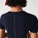 Lacoste חולצת טריקו מתערובת כותנה עם צווארון צוואר DZ4D0D2564 כחול כהה 166 נשים - Image 3
