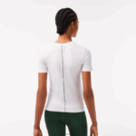 Lacoste חולצת טריקו מתערובת כותנה עם צווארון צוואר DZ4D0D2563 לבן 001 נשים - Image 3