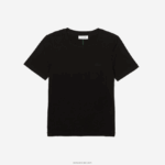 Lacoste חולצת טריקו מתערובת כותנה עם צווארון צוואר DZ4D0D2566 שחור 031 נשים - Image 4