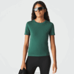 Lacoste חולצת טריקו מתערובת כותנה עם צווארון צוואר DZ4D0D2565 ירוק 5hx נשים