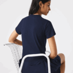 Lacoste חולצת טריקו ספורט כותנה אורגנית DZ4D0D2544 כחול כהה 166 נשים - Image 2
