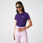 Lacoste חולצת טריקו ספורט כותנה אורגנית DZ4D0D2545 pfn סגול נשים
