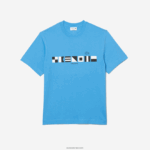 Lacoste חולצת טריקו עם הדפס בגזרה רגועה DZ4D0D663 כחול 4xa גברים - Image 4