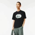 Lacoste חולצת טריקו עם הדפס מונוגרמים ממותג בכושר רגיל DZ4D0D578 שחור 031 גברים
