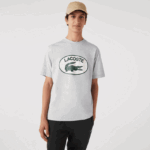 Lacoste חולצת טריקו עם הדפס מונוגרמים ממותג בכושר רגיל DZ4D0D579 chine אפור cca גברים