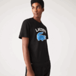Lacoste חולצת טריקו עם הדפס תנין בהתאמה רגילה xl DZ4D0D569 שחור 031 גברים