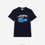 Lacoste חולצת טריקו עם הדפס תנין בהתאמה רגילה xl DZ4D0D571 כחול כהה 166 גברים - Image 3