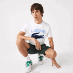 Lacoste חולצת טריקו עם הדפס תנין בהתאמה רגילה xl DZ4D0D570 לבן 001 גברים
