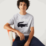 Lacoste חולצת טריקו עם הדפס תנין בהתאמה רגילה xl DZ4D0D572 chine אפור cca גברים