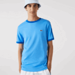 Lacoste חולצת טריקו עם צווארון ניגודיות בהתאמה רגילה DZ4D0D856 כחול 4xa גברים - Image 4