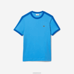 Lacoste חולצת טריקו עם צווארון ניגודיות בהתאמה רגילה DZ4D0D856 כחול 4xa גברים - Image 5