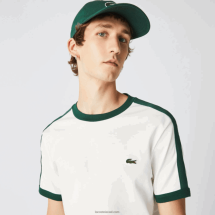 Lacoste חולצת טריקו עם צווארון ניגודיות בהתאמה רגילה DZ4D0D855 לבן 70V גברים