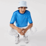 Lacoste חולצת טריקו עם צווארון ניגודיות בהתאמה רגילה DZ4D0D856 כחול 4xa גברים - Image 6