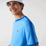 Lacoste חולצת טריקו עם צווארון ניגודיות בהתאמה רגילה DZ4D0D856 כחול 4xa גברים