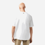 Lacoste חולצת טריקו עם צווארון עגול בגזרה רופפת בהדפס תנין DZ4D0D254 לבן 001 גברים - Image 3