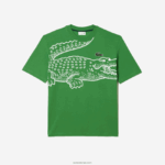 Lacoste חולצת טריקו עם צווארון עגול בגזרה רופפת בהדפס תנין DZ4D0D256 ירוק l94 גברים - Image 3