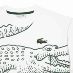 Lacoste חולצת טריקו עם צווארון עגול בגזרה רופפת בהדפס תנין DZ4D0D254 לבן 001 גברים - Image 5