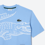Lacoste חולצת טריקו עם צווארון עגול בגזרה רופפת בהדפס תנין DZ4D0D255 כחול hbp גברים - Image 5