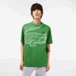 Lacoste חולצת טריקו עם צווארון עגול בגזרה רופפת בהדפס תנין DZ4D0D256 ירוק l94 גברים