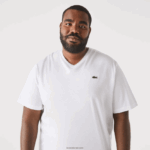 Lacoste חולצת טריקו עם צווארון V DZ4D0D715 לבן 001 גברים