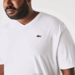 Lacoste חולצת טריקו עם צווארון V DZ4D0D715 לבן 001 גברים - Image 4