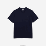 Lacoste חולצת טריקו עם צווארון V DZ4D0D716 כחול כהה 166 גברים - Image 4