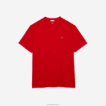 Lacoste חולצת טריקו עם צווארון V DZ4D0D733 אדום 240 גברים - Image 4