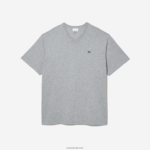 Lacoste חולצת טריקו עם צווארון V DZ4D0D801 chine אפור cca גברים - Image 4