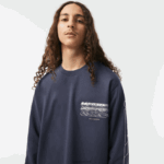 Lacoste חולצת טריקו עם שרוולים ארוכים מכותנה בגזרה רופפת DZ4D0D176 כחול kxe גברים - Image 2