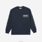 Lacoste חולצת טריקו עם שרוולים ארוכים מכותנה בגזרה רופפת DZ4D0D176 כחול kxe גברים - Image 4